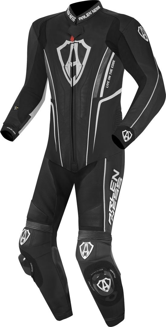 Photos - Motorcycle Clothing Arlen Ness Losail One Piece Leather Suit Unisex Black White Size: 48 ls118 