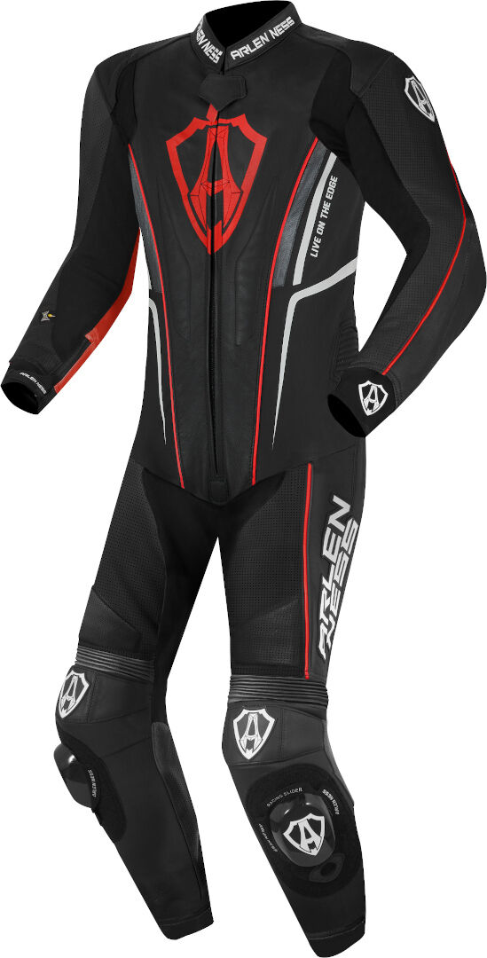 Photos - Motorcycle Clothing Arlen Ness Losail One Piece Leather Suit Unisex Black Red Size: 48 ls11813 