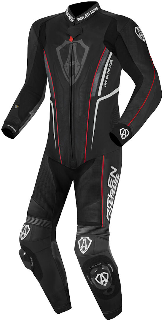 Photos - Motorcycle Clothing Arlen Ness Losail One Piece Leather Suit Unisex Black White Red Size: 48 l 