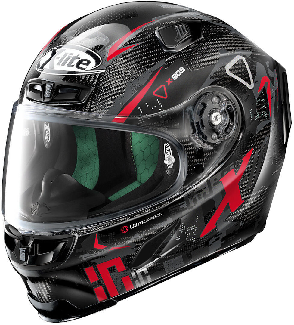 Photos - Motorcycle Helmet Nolan X-Lite X-803 Ultra Carbon Darko Helmet Unisex Black Red Size: Xs u83 