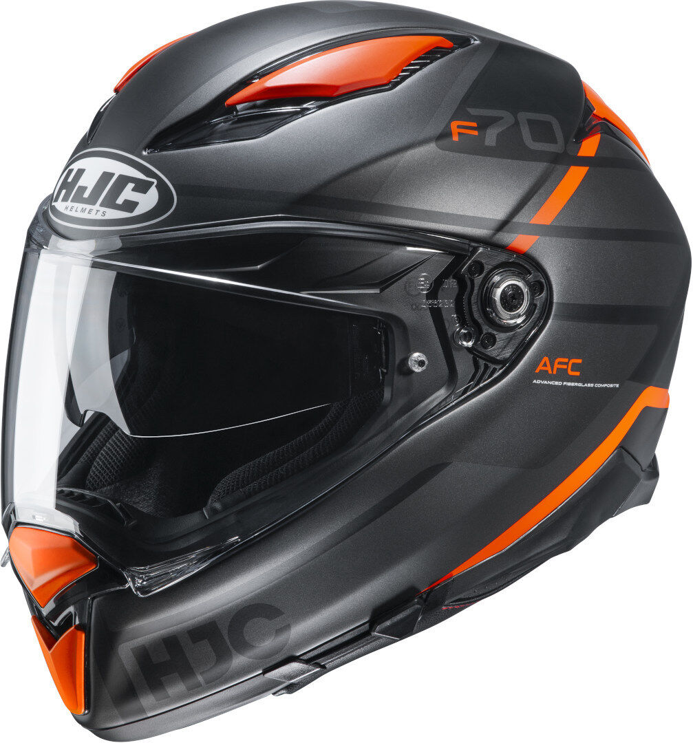 Photos - Motorcycle Helmet HJC F70 Tino Helmet Unisex Grey Orange Size: L 15297709 
