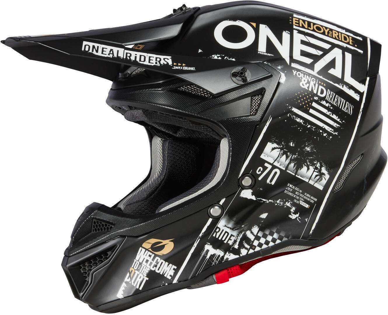 Photos - Motorcycle Helmet ONeal 5series Polyacrylite Attack Motocross Helmet Unisex Black White Size 