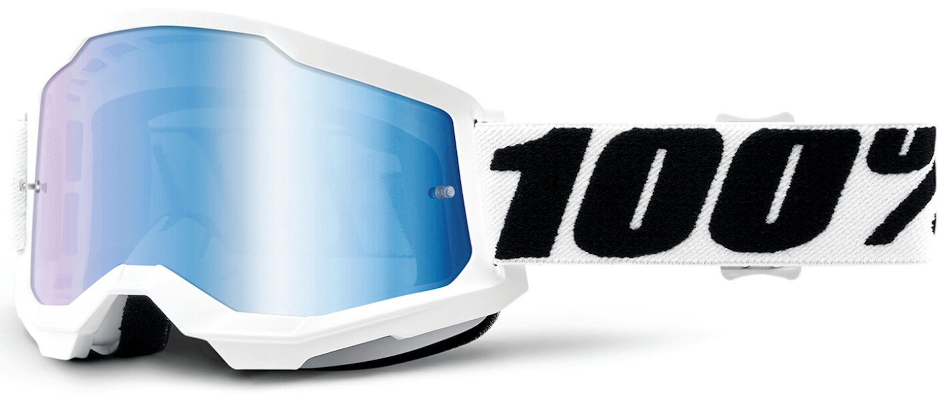 Photos - Motorcycle Goggles / Face Mask 100 Strata 2 Chrome Motocross Goggles Unisex Black White Size: One Size hu