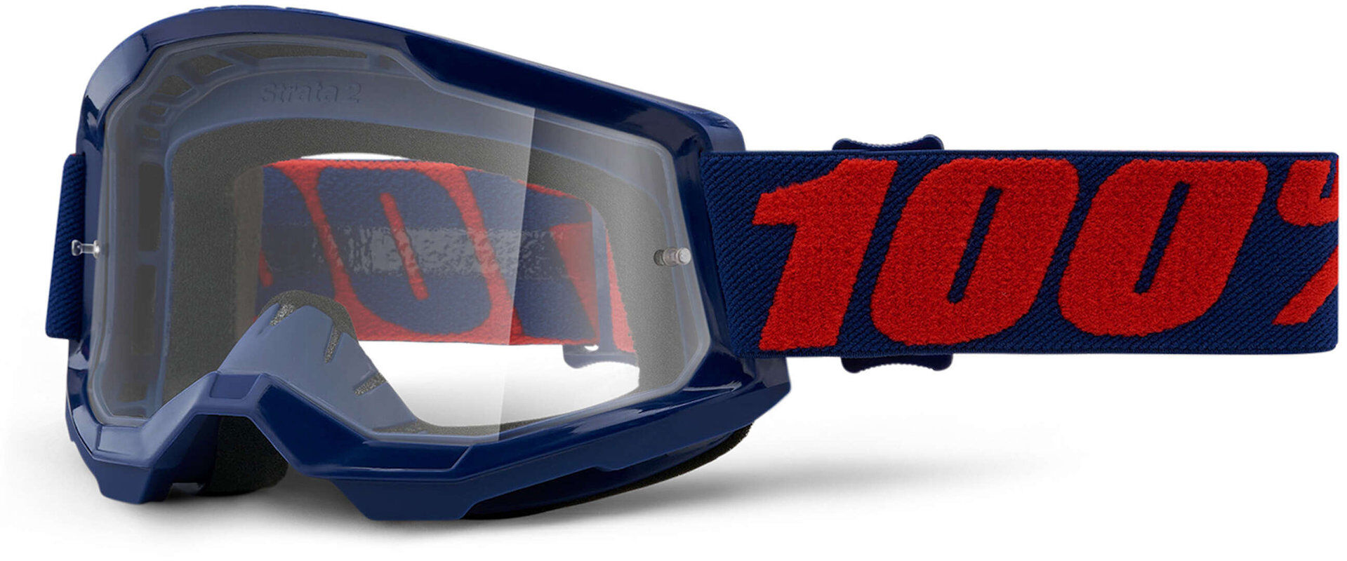 Photos - Motorcycle Goggles / Face Mask 100 Strata 2 Clear Motocross Goggles Unisex Red Blue Size: One Size hugog1