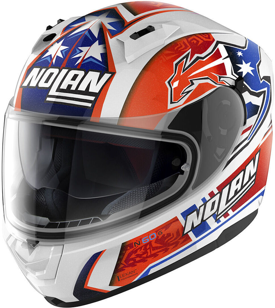 Photos - Motorcycle Helmet Nolan N60-6 Gemini Replica C. Stoner Helmet Unisex White Red Blue Size: S 