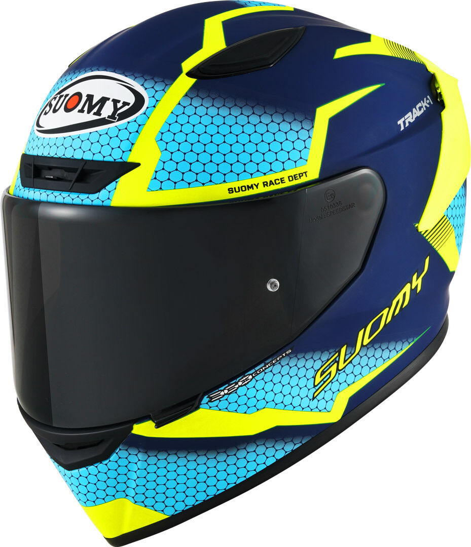 Photos - Motorcycle Helmet SUOMY Track-1 Reaction  Helmet Unisex Blue Yellow Size: S k6t10006.3  2023