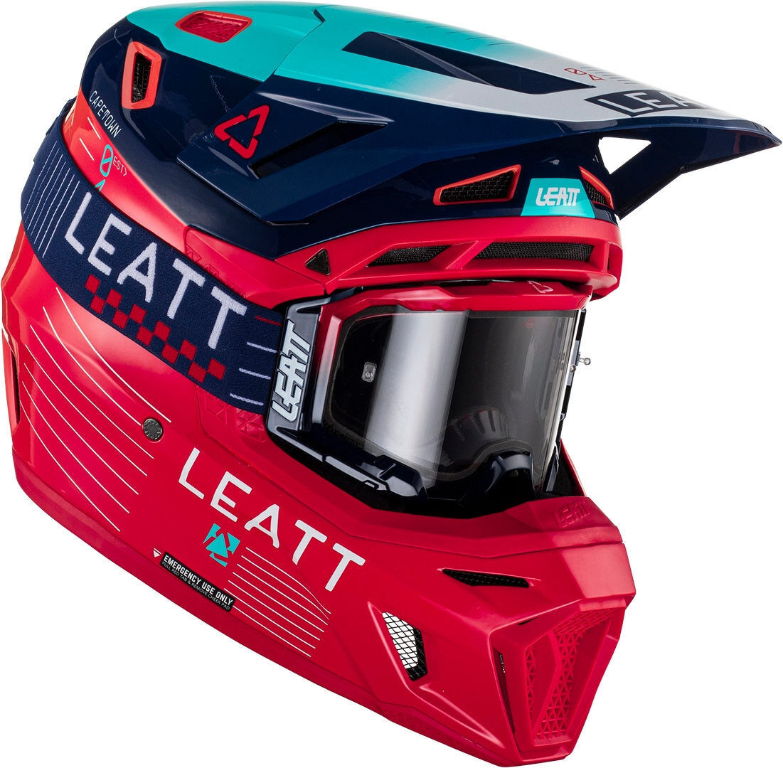 Photos - Motorcycle Helmet Leatt 8.5 Royal Motocross Helmet With Goggles Unisex Red Blue Size: M dl90 
