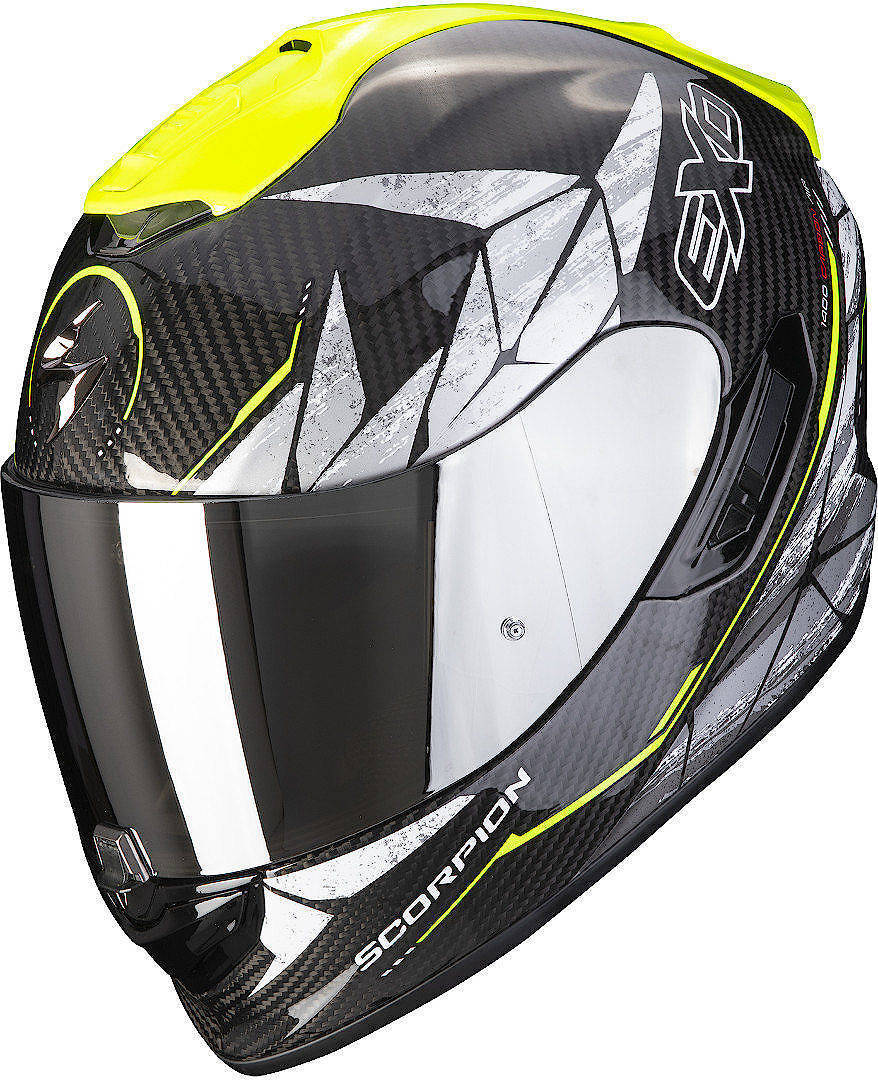 Photos - Motorcycle Helmet Scorpion Exo-1400 Evo Air Aranea Carbon Helmet Unisex Black Yellow Size: S 