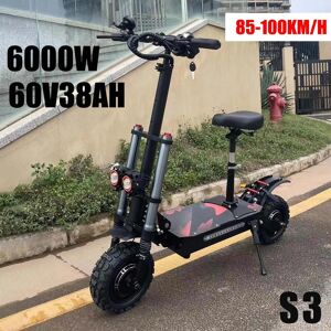 Eu Stock Electric Scooter Boyueda S3 6000 W 60 V 38 Ah Elektroroller Doppelmotor Abnehmbarer Sitz Hydraulische Stoßdämpfung 11 Zoll Offroad-Reifen Escooter