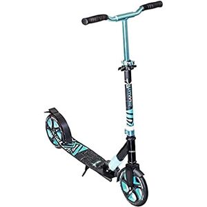 muuwmi Aluminium Scooter Deluxe - Kick scooter, 205 mm wheel size, ABEC 7 ball bearings, foldable, height adjustable, turquoise, for children and adults