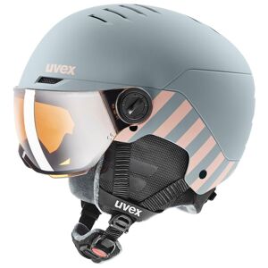 Uvex Rocket JR Visor, Skihelm mit Visir, Junior, hellgrau/rosa