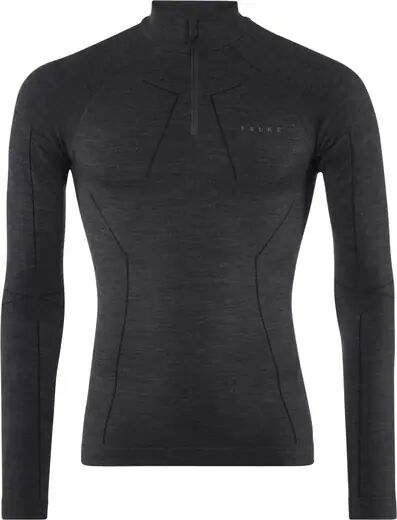 Falke Herren Long Sleeve Half Zip Wool-Tech Shirt (Schwarz)