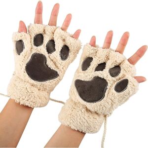 Kvinder Bear Plys Cat Paw Claw Glove Bløde vinterhandsker Fingre