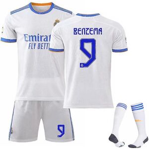 Goodies Benzema #9 Fodboldtrøje Fodboldtrøje 21-22 sæson Real Madrid Voksne Børn 24(130-140cm)