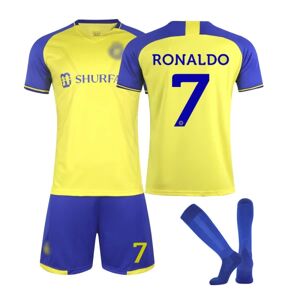Al Nasr 22-23 Salman Super League Hjemme Ronaldo-trøje, nr. 7, størrelse 24 (130-140 cm) 24(130-140cm)