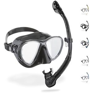 Cressi Big Eyes Evo Alpha Ultra Dry Snorkel Set with Snorkel and Diving Goggles Waterproof Diving Mask Anti-Fog Anti-Leak Tempered Glass Premium Dry Snorkel for Adults.