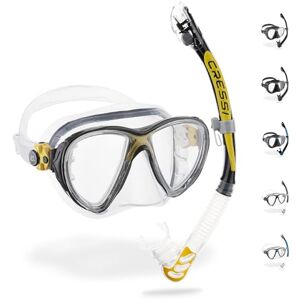 Cressi Big Eyes Evo Alpha Ultra Dry Snorkel Set with Snorkel and Diving Goggles Waterproof Diving Mask Anti-Fog Anti-Leak Tempered Glass Premium Dry Snorkel for Adults.