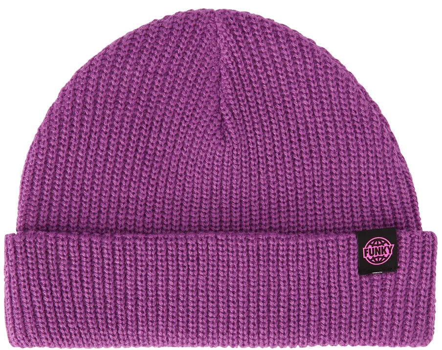 FUNKY LOGO SHORT BEANIE PURPLE One Size