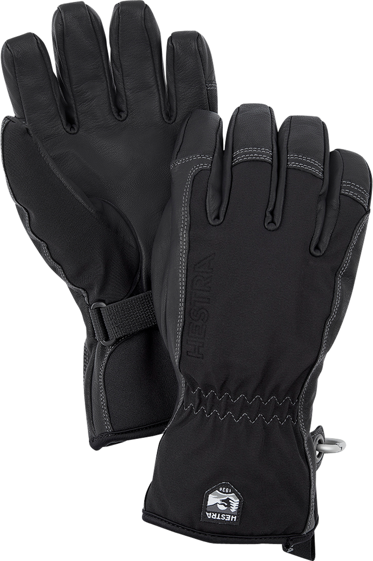 Hestra Guantes de Piel  Army Soft Shell Short Snowmobile Negros