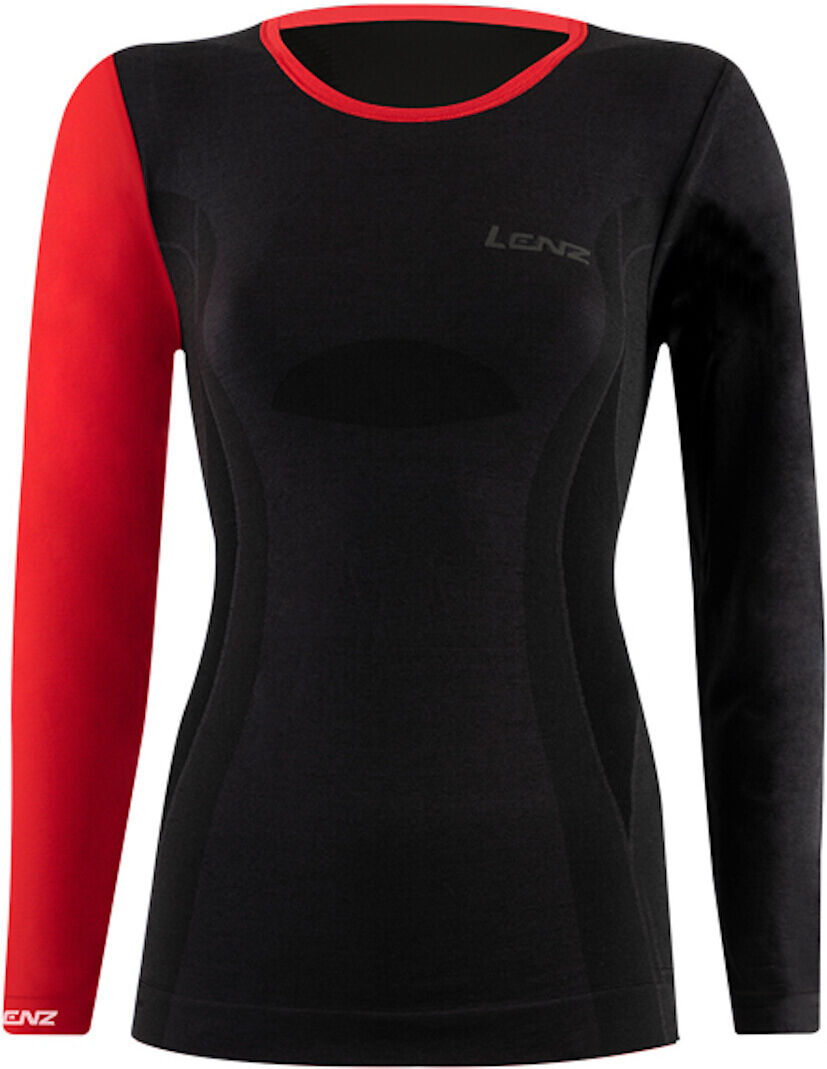 Lenz 6.0 Merino Round Neck Señora Longsleeve - Negro Rojo (XS)