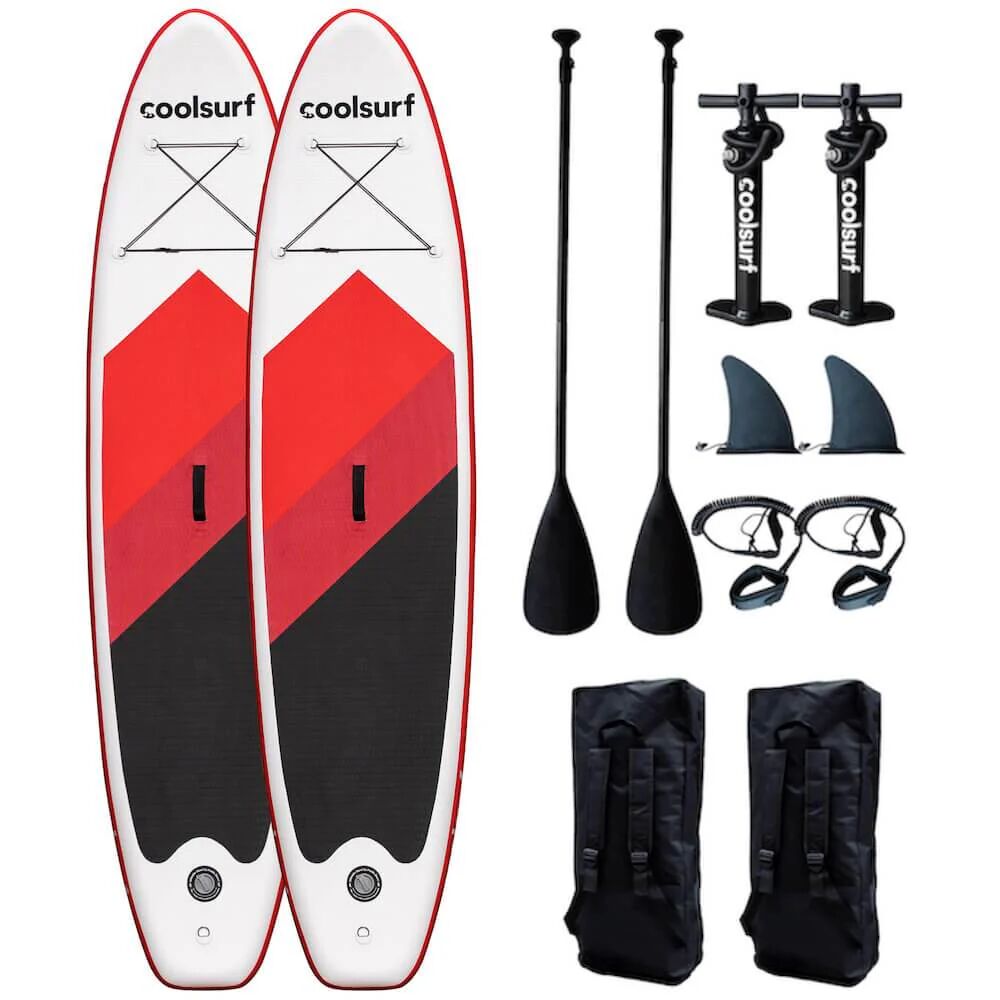 CoolSnow.dk - Populært udstyr og skibriller til din skiferie! 2 x CoolSurf Surfy Red Edition Paddleboard - Puhallettava SUP 3,2M
