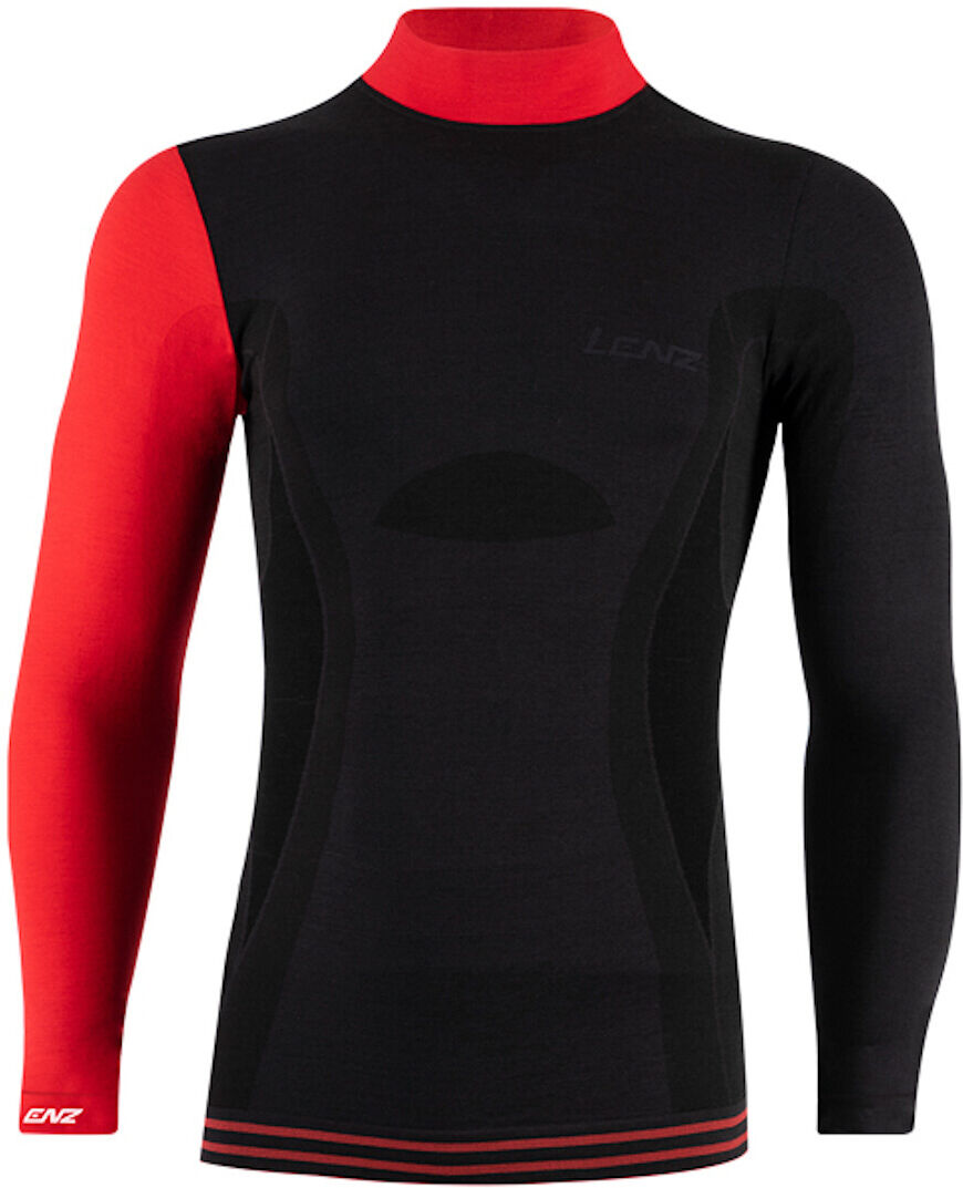 Lenz 6.0 Merino Turtle Neck Pitkähihainen paita  - Musta Punainen - Size: L