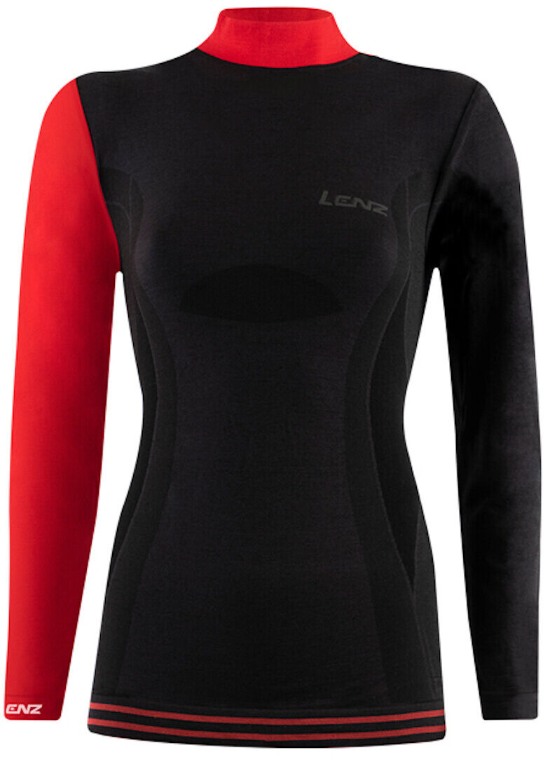 Lenz 6.0 Merino Turtle Neck Lady Pitkähihainen paita  - Musta Punainen - Size: L