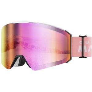 OutdoorMaster Falcon Lunettes de ski enfant OTG,protection 100% UV,Lunettes de snowboard antibuée(cadre blanc + lentilles VLT 13% gris,revo Rose) - Publicité