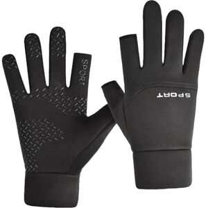 JISADER Gants d'hiver pour Hommes, Mitaines imperméables et antidérapantes, Gants Thermiques de Cyclisme pour Course à Pied, Marche, pêche, Conduite, Ski, Noir Montrer 2 Doigts, L - Publicité