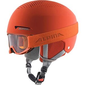 ALPINA Unisexe Enfants, ZUPO SET (+PINEY) Casque de ski, Pumpkin-orange matt, 51-55 cm - Publicité