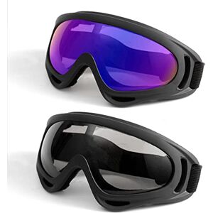 Jikekiroto 2 Pièces Lunettes de Plein Air, Lunettes de Motocross, Masque de Ski All Mountain, Lunettes de Ski Moto Skateboard, UV Anti-Buée sur Lunettes pour Course, Cyclisme, Ski, L'escalade pour Homme et Femme - Publicité