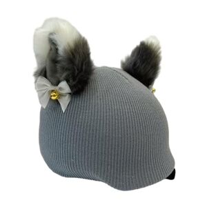 F Fityle Housse de Casque de Ski, Bonnet pour Femmes et Hommes, Sports d'hiver, Extensible, Dessin animé, Housse de Protection, Chapeau tricoté, décoration de, Chaton Gris - Publicité