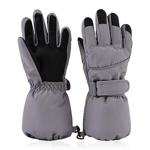 XIAOHAWANG Gants de Bébé Garçon Fille Hiver Enfant Mitaines Imperméable Ski Snowboard Gants pour Activité de Plain Air (Gris, S(4 à 6 Ans)) - Publicité