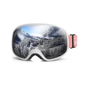 OutdoorMaster Owl Lunettes de snowboard,lunettes de ski antibuée pour enfants,protection 100% UV(cadre blanc+lentilles VLT 10% grises) - Publicité