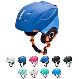 meteor Casque de Ski Snowboard Sport Helmet Homme Femme avec Ceinture Ajustées d'hiver Fentes d'Aération Mentonnière Rembourrée Clip à Masque de Ski (L 58-61 cm, Bleu Marine/Bleu) - Publicité