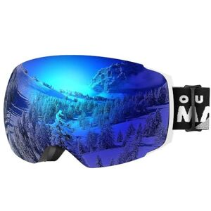 OutdoorMaster Masque de Ski Pro Lunettes de Ski Frameless, Lentille Interchangeable 100% Protection UV400 Masques de Snowboard pour Hommes & Femme,Garçons et Filles - Publicité