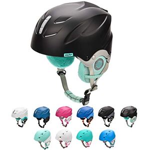 meteor Casque de Ski Snowboard Sport Helmet Homme Femme avec Ceinture Ajustées d'hiver Fentes d'Aération Mentonnière Rembourrée Clip à Masque de Ski (L 58-61 cm, Noir/Menthe) - Publicité