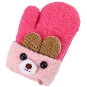 EHOTER Moufles D'hiver Pour Filles Garçons 0 à 3 Ans Moufles Tricot Ours Gants Avec Corde Gants Chauds Adorable Pour Neige Ski Snowboard Cadeau De Noël Pour Enfants (Rouge Rose) - Publicité