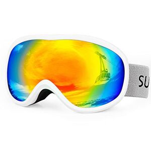 Supertrip Masques de Ski et Masques Femme Homme Lunettes de Snowboard pour Skieurs Protection Anti-buée UV400 Compatible avec Casque Sports d'hiver Ski (Orange) - Publicité