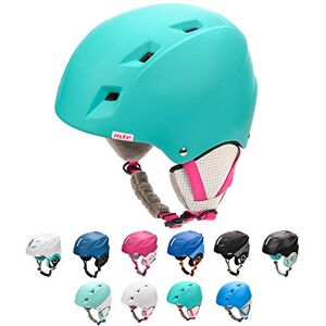 meteor Casque de Ski Snowboard Sport Helmet Homme Femme avec Ceinture Ajustées d'hiver Fentes d'Aération Mentonnière Rembourrée Clip à Masque de Ski (M 55-58 cm, Menthe/Rose) - Publicité