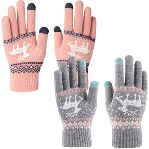 SKHAOVS 2 Paires Gants Femme, Gants Hiver, Femmes Hiver Chaud Gants, Hiver Chauds Tricotés à écran Tactile Tricotés Gants, Gants Ecran Tactiles, pour Cyclisme Conduite Ski Randonnée - Publicité