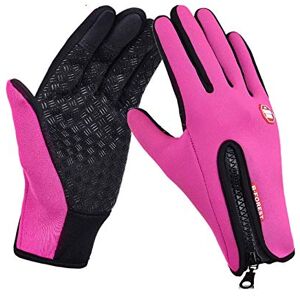 Cicilin Gants de Cyclisme, Gants d’Hiver Tactile Chaud Coupe-Vent Étanche Antidérapant Respirant Hommes Femmes Idéal pour Bicyclette Moto Ski Snowboard Randonnée Camping Rose Silicone XL - Publicité