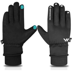 WESTWOOD FOX Gants d'hiver imperméables pour Hommes et Femmes, Gants de Ski à écran Tactile résistant au Froid, Gants Thermiques Respirants pour Le Cyclisme, la Course à Pied, Le Snowboard (Noir, S) - Publicité