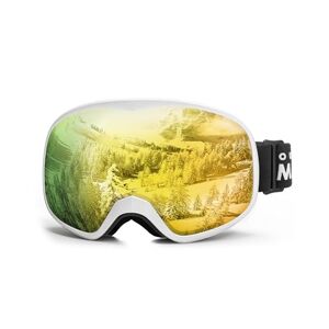 OutdoorMaster Owl Lunettes de snowboard,lunettes de ski antibuée pour enfants,Protection UV(cadre blanc+VLT 12% revo Gold) - Publicité