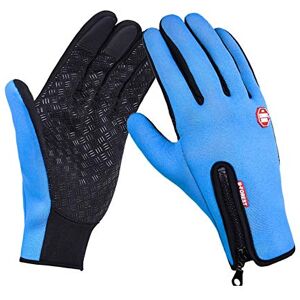 Cicilin Gants de Cyclisme, Gants d’Hiver Tactile Chaud Coupe-Vent Étanche Antidérapant Respirant Hommes Femmes Idéal pour Bicyclette Moto Ski Snowboard Randonnée Camping Bleu Silicone L - Publicité