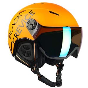 BLACK CREVICE Casque de ski Vail I Casque de ski avec visière en style pilote en différentes couleurs I Casque de ski hommes & femmes I en polycarbonate I Casque de ski respirant I Taille réglable (Medium, néon orange) - Publicité