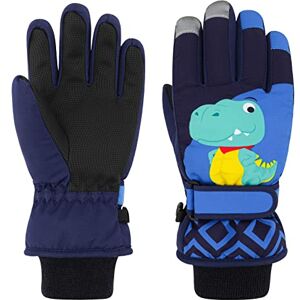 QKURT Gants de Ski pour Enfants, Gants de Neige Imperméables D'hiver, Gants de Ski de Dinosaure, Gants de Sports de Plein air pour Enfants pour Luge, Snowboard, Ski, Filles et Garçons de 2 à 13 ans - Publicité