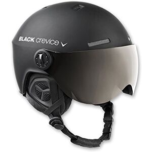 BLACK CREVICE casque de ski Arlberg I casque de ski avec visière & look pilote différentes couleurs I casque de ski hommes & femmes I respirant I avec visière de rechangeI taille réglable (M/L (58-61 cm), Noir Mat) - Publicité