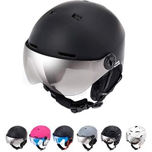 meteor Casque de Ski pour Hommes Femmes garçon Fille Enfant Enfants Ski Snowboard certifié sécurité Professionnel Sports de Neige Cache-Oreilles Hiver Chaud (M (55-58cm), Black) - Publicité