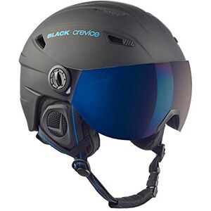 BLACK CREVICE casque ski Silvretta I casque ski avec visière style pilote I différentes couleurs I casque ski hommes & femmes I casque en polycarbonate I casque respirant I taille réglable (XS, Noir/Bleu) - Publicité